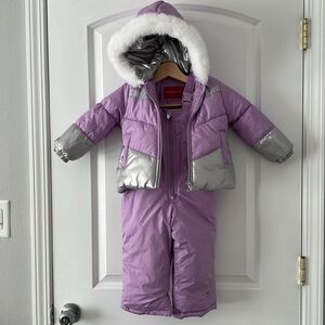 LONDON FOG girls Snowsuit With Snowbib and Puffer Jacket